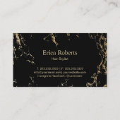 美容師モノグラムラグジュアリーブラック&金ゴールドマーブル 名刺 (裏面)