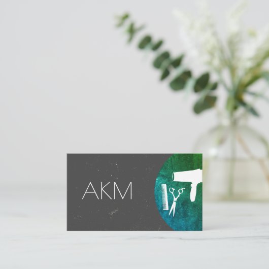 美容師モノグラム洗練されたテクスチャ 名刺 (スタンド正面)