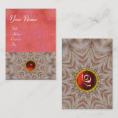 美容師モノグラム,アンティークピンクレッドルビー,白 名刺 (正面/裏面)