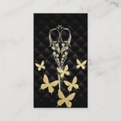 美容師モード金ゴールドバタフライアンティークシザー 名刺 (正面)