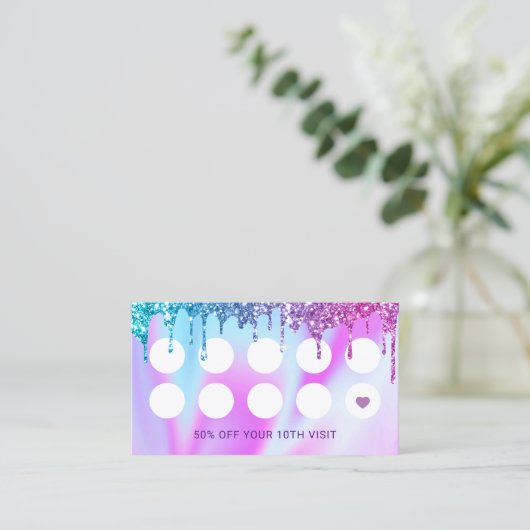 美容師ユニコーングリッタードリプスサロンロイヤリティ ロイヤリティカード (スタンド正面)