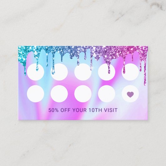 美容師ユニコーングリッタードリプスサロンロイヤリティ ロイヤリティカード (正面)