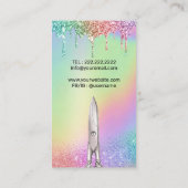 美容師ユニコーングリッタードリプス美しいサロン 名刺 (裏面)