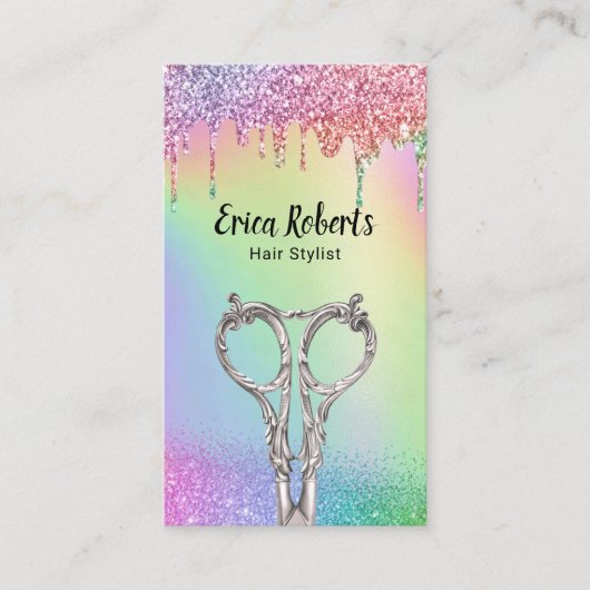 美容師ユニコーングリッタードリプス美しいサロン 名刺 (正面)