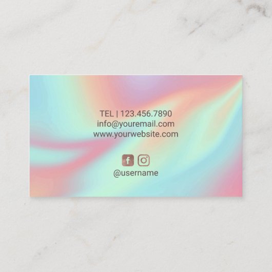 美容師ユニコーングリッタードリプス美しいサロン 名刺 (裏面)