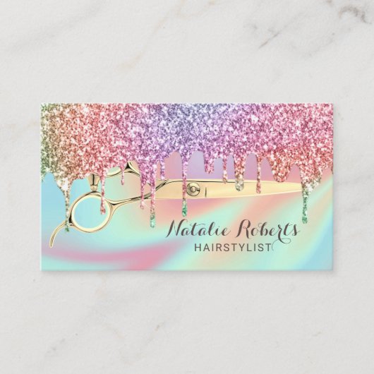 美容師ユニコーングリッタードリプス美しいサロン 名刺 (正面)