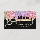 美容師ユニコーンドリプス美しいサロンブラック 名刺 (正面)