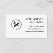 美容師ラウンドロゴ（シアーズとコーム付き） 名刺 (裏面)