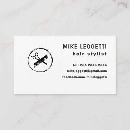 美容師ラウンドロゴ（シアーズとコーム付き） 名刺 (裏面)