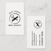 美容師ラウンドロゴ（シアーズとコーム付き） 名刺 (正面/裏面)