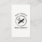 美容師ラウンドロゴ（シアーズとコーム付き） 名刺 (正面)