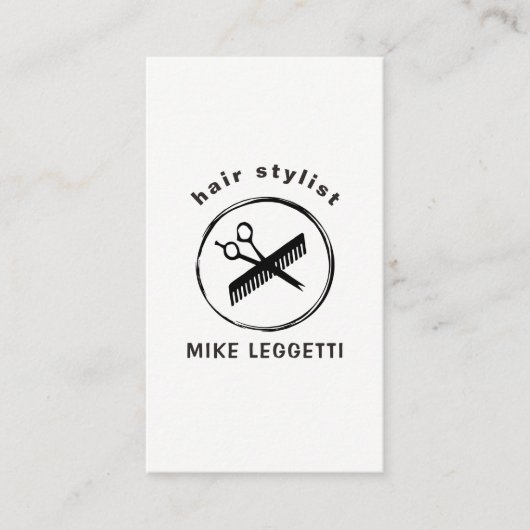美容師ラウンドロゴ（シアーズとコーム付き） 名刺 (正面)