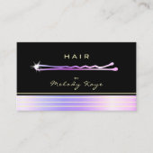 美容師ラグジュアリーアイリデスセント金ゴールドヘアピン 名刺 (正面)