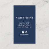 美容師ラグジュアリーシザー美しいサロンネイビーブルー 名刺 (裏面)