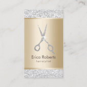 美容師ラグジュアリーシルバーグリッターアポイントメント 予約カード (正面)