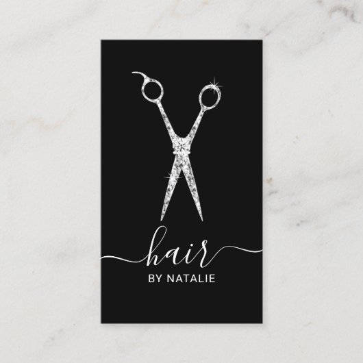 美容師ラグジュアリーダイヤモンドシザー美しいサロン 名刺 (正面)