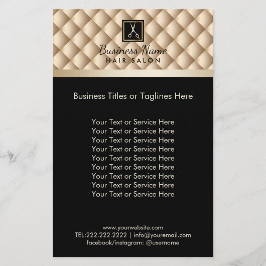 美容師ラグジュアリーブラック&金ゴールドヘアサロン チラシ (正面)