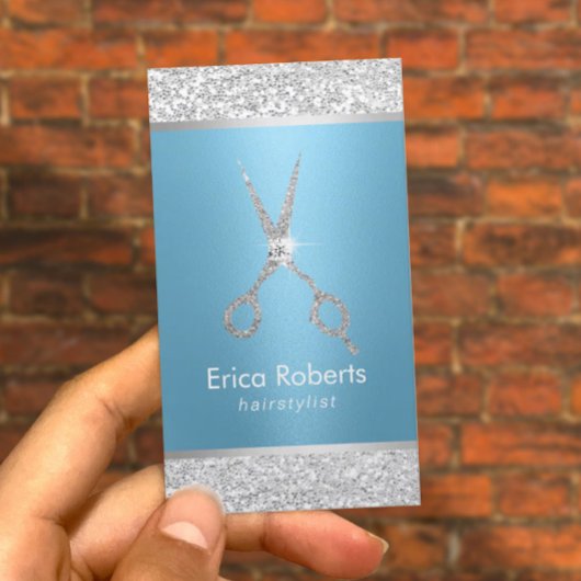 美容師ラグジュアリーブルー&シルバーシークンズサロン 予約カード