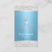 美容師ラグジュアリーブルー&シルバーシークンズサロン 予約カード (正面)