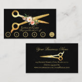 美容師ラグジュアリー金ゴールドはさみロイヤリティカード ロイヤリティカード (正面/裏面)