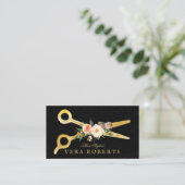 美容師ラグジュアリー金ゴールドシザーズダマスク 予約カード (スタンド正面)