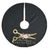 美容師ラグジュアリー金ゴールドシザーズブラックダマスク ブラッシュドポリエステルツリースカート (正面)