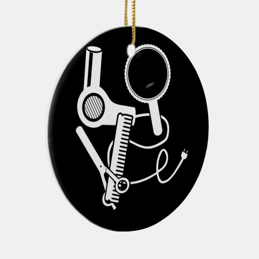 美容師ラブヘアドライヤー鋏理容師ブラシ セラミックオーナメント (右)