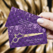 美容師ルックスパープルグリッタードリプス美しいサロン 名刺