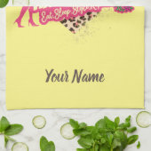 美容師レオパードのヘアスタイリスト キッチンタオル (折り畳み)