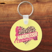 美容師レオパードのヘアスタイリスト キーホルダー (正面)