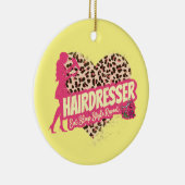 美容師レオパードのヘアスタイリスト セラミックオーナメント (右)