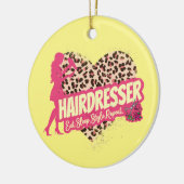 美容師レオパードのヘアスタイリスト セラミックオーナメント (左)