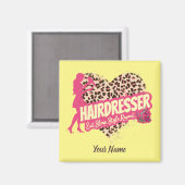 美容師レオパードのヘアスタイリスト マグネット (正面/裏面)