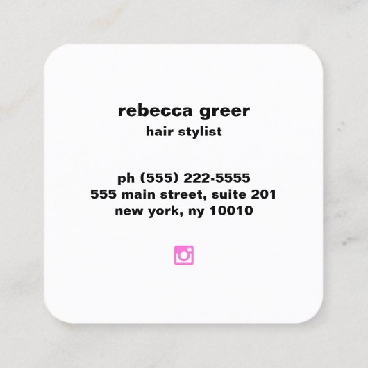 美容師レトロサングラスススクエアビジネスカード スクエア名刺 (裏面)