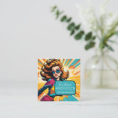 美容師レトロポップ・アートのアートレディーウーワ スクエア名刺 (スタンド正面)