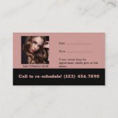 美容師ロゴ画像ピンク&ブラック 予約カード (裏面)