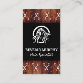 美容師ロゴ サロンはさみ |木製トリム 名刺 (正面)