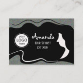美容師ロングブラックヘア 名刺 (正面)