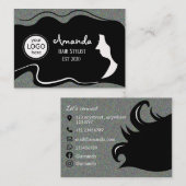 美容師ロングブラックヘア 名刺 (正面/裏面)