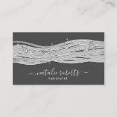 美容師ロングヘア&シザーダークグレーサロン 名刺 (正面)