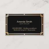 美容師ヴィンテージアールデコブラック&金ゴールドサロン 名刺 (裏面)