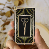 美容師ヴィンテージアールデコ金ゴールドシザークラス 名刺