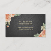 美容師ヴィンテージエレガントフローラブラック&金ゴールド 名刺 (裏面)
