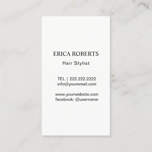 美容師ヴィンテージシザーとバラ ミニマル 名刺 (裏面)