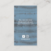 美容師ヴィンテージシザーサロンほこりっぽいブルーウッド 名刺 (裏面)