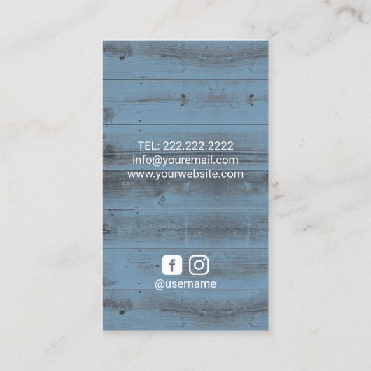 美容師ヴィンテージシザーサロンほこりっぽいブルーウッド 名刺 (裏面)