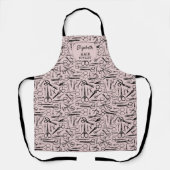 美容師ヴィンテージシザーズピンクブラックカスタム エプロン (正面)