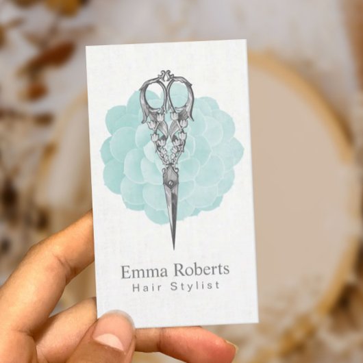 美容師ヴィンテージシザーターコイズフローラ 名刺