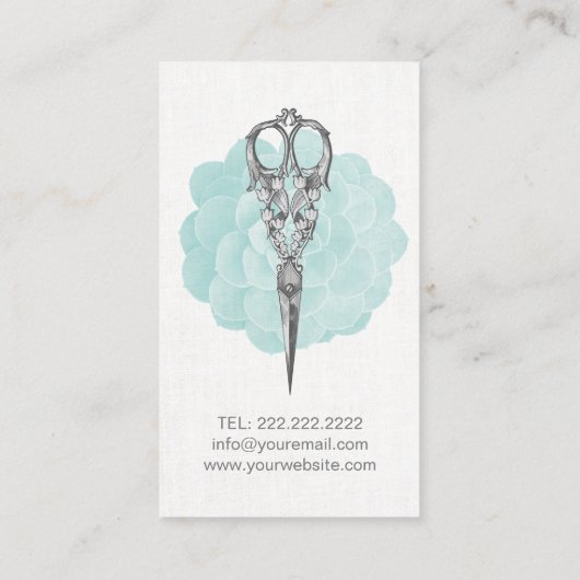 美容師ヴィンテージシザーターコイズフローラ 名刺 (裏面)
