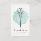 美容師ヴィンテージシザーターコイズフローラ 名刺 (正面)
